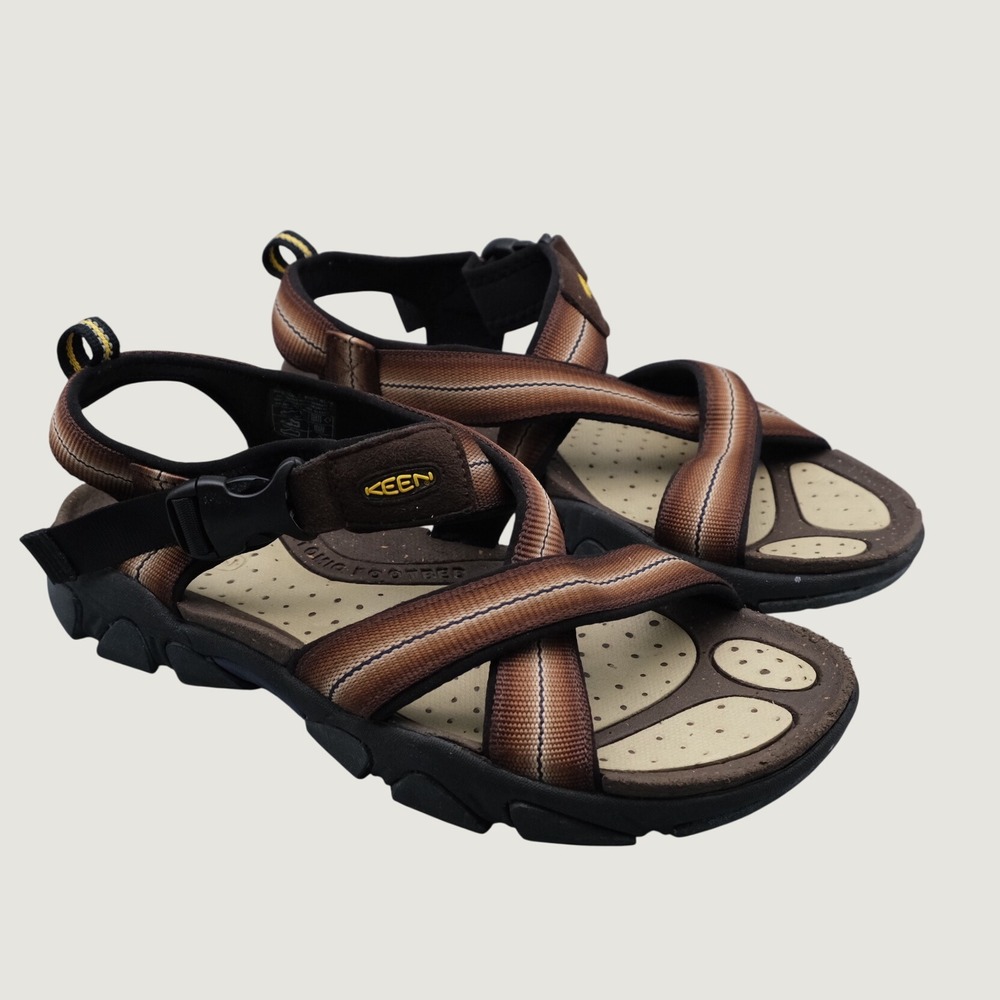 KEEN Anatomic Sandals Mens Brown Striped Strappy Hiking Gorpcore 10.5 Sport